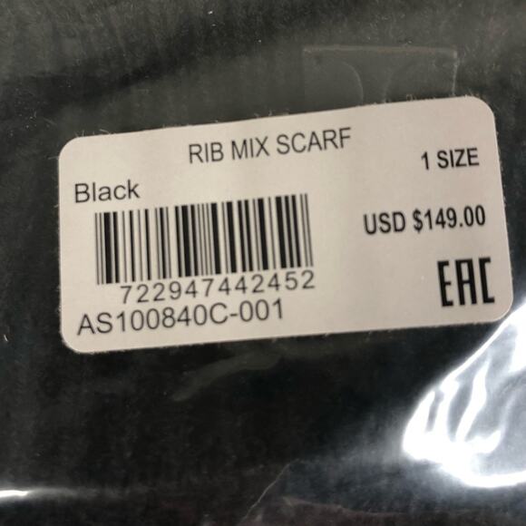 NEW ALLSAINTS Black Wool Blend Ribbed Knit Scarf - Picture 6 of 7